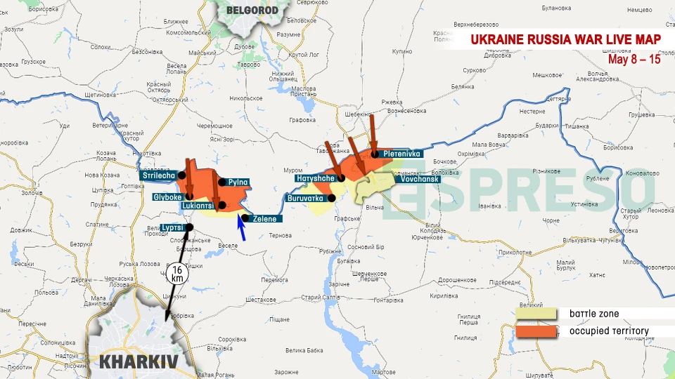 War live map in Ukraine for 15 May front map Russia - Ukraine war