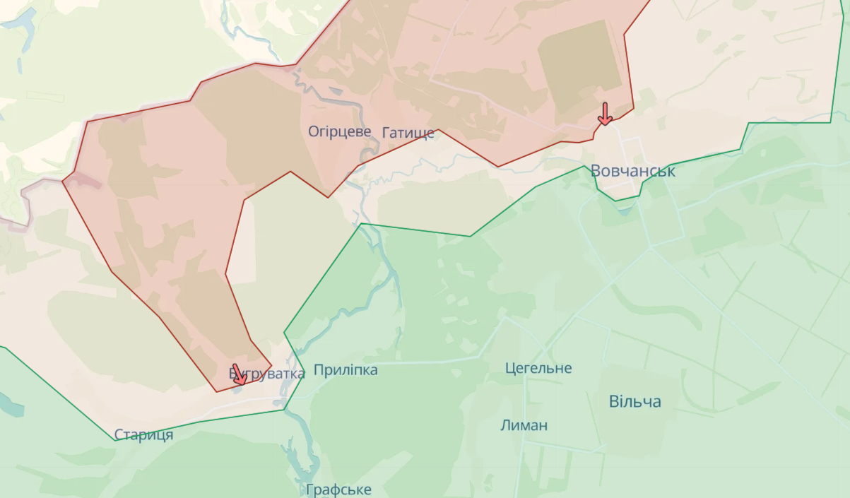 Вовчанськ та його південно-західні околиці (станом на 18.05.2024)