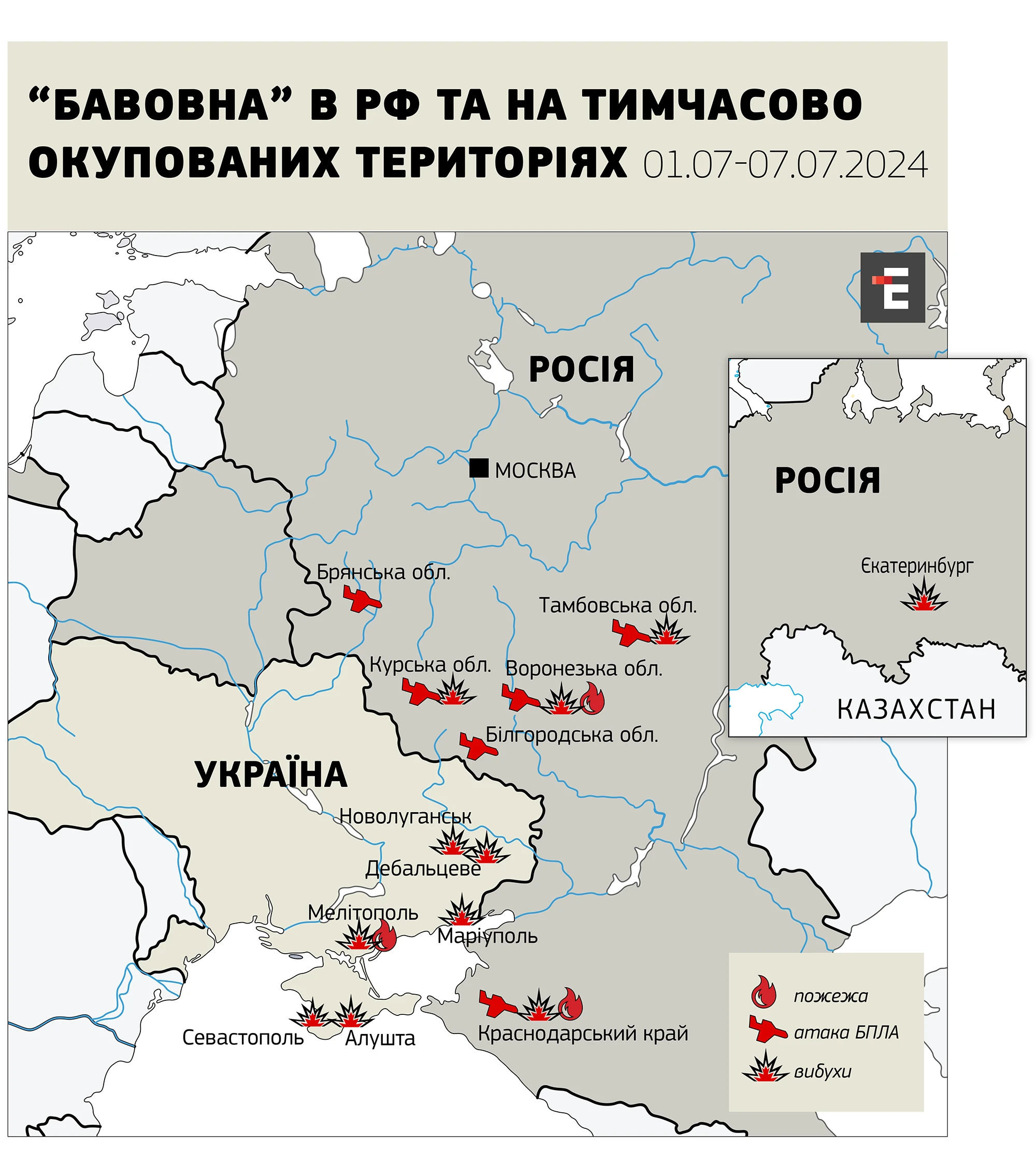 “Бавовна” в РФ та НА тимчасово окупованих територіях 01.07-07.07.2024