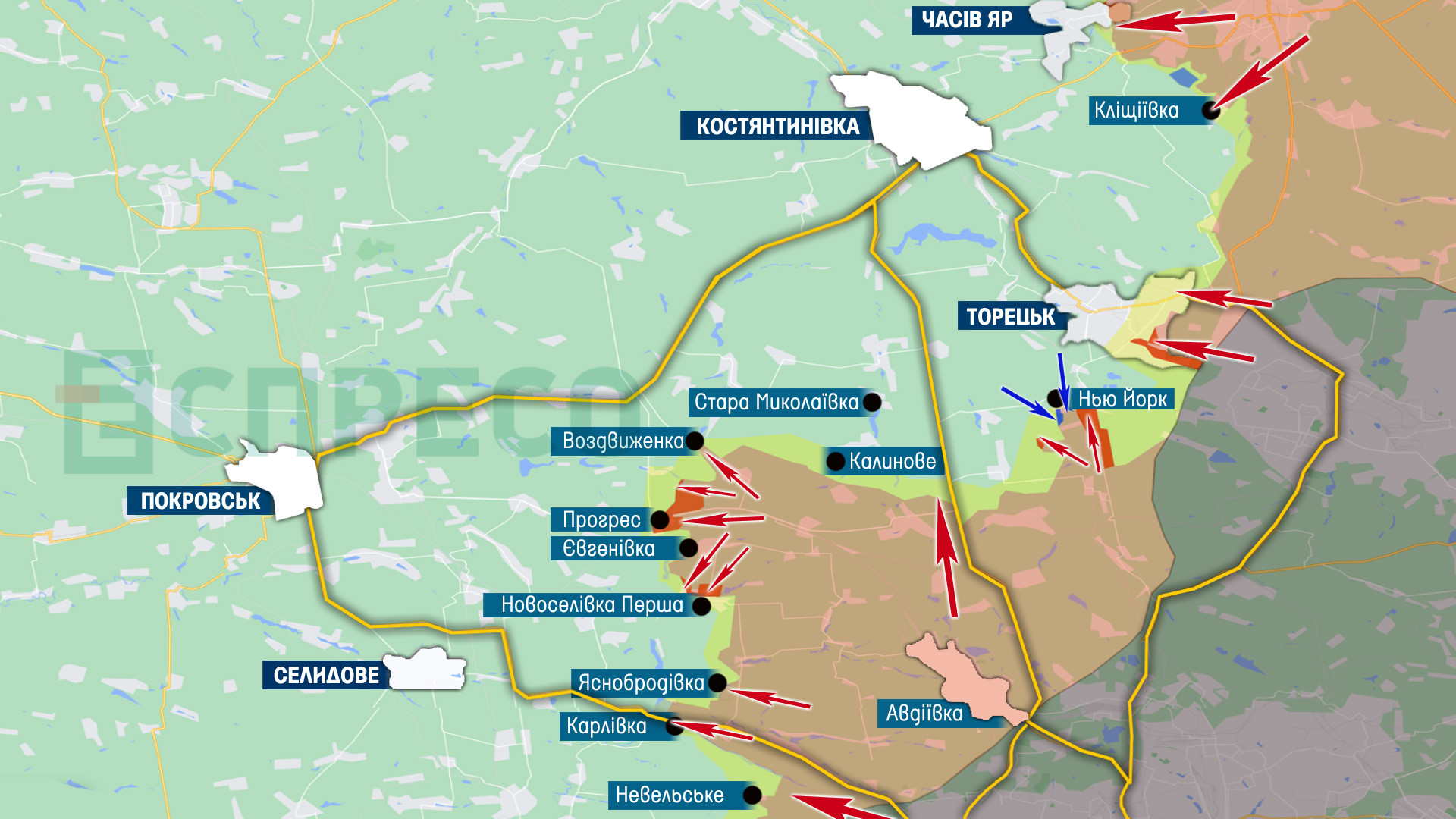 Карта Покровськ Торецьк липень