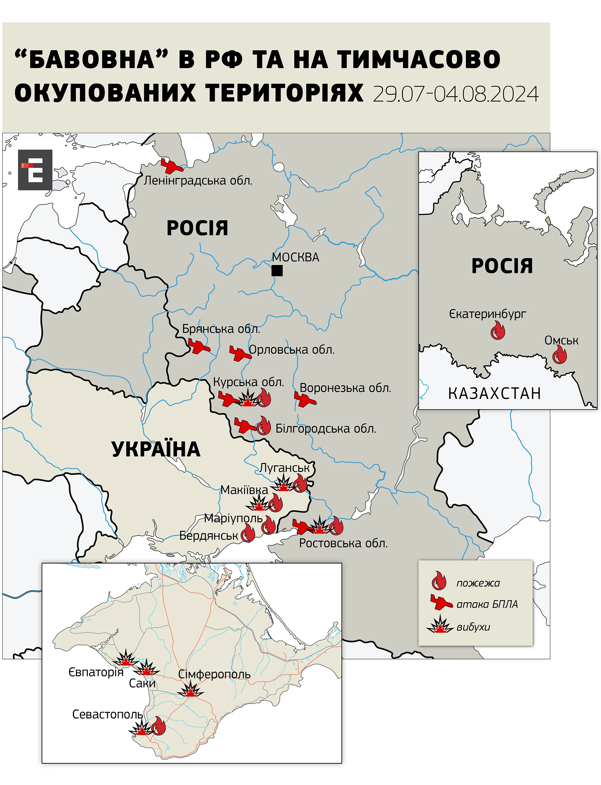 “Бавовна” в РФ та НА тимчасово окупованих територіях 29.07-04.08.2024