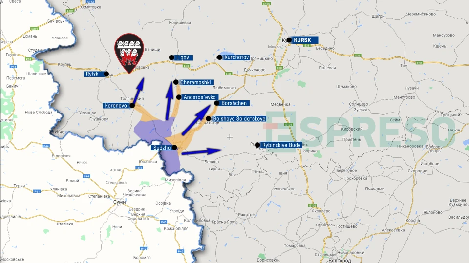 Map of fighting in Russia's Kursk region