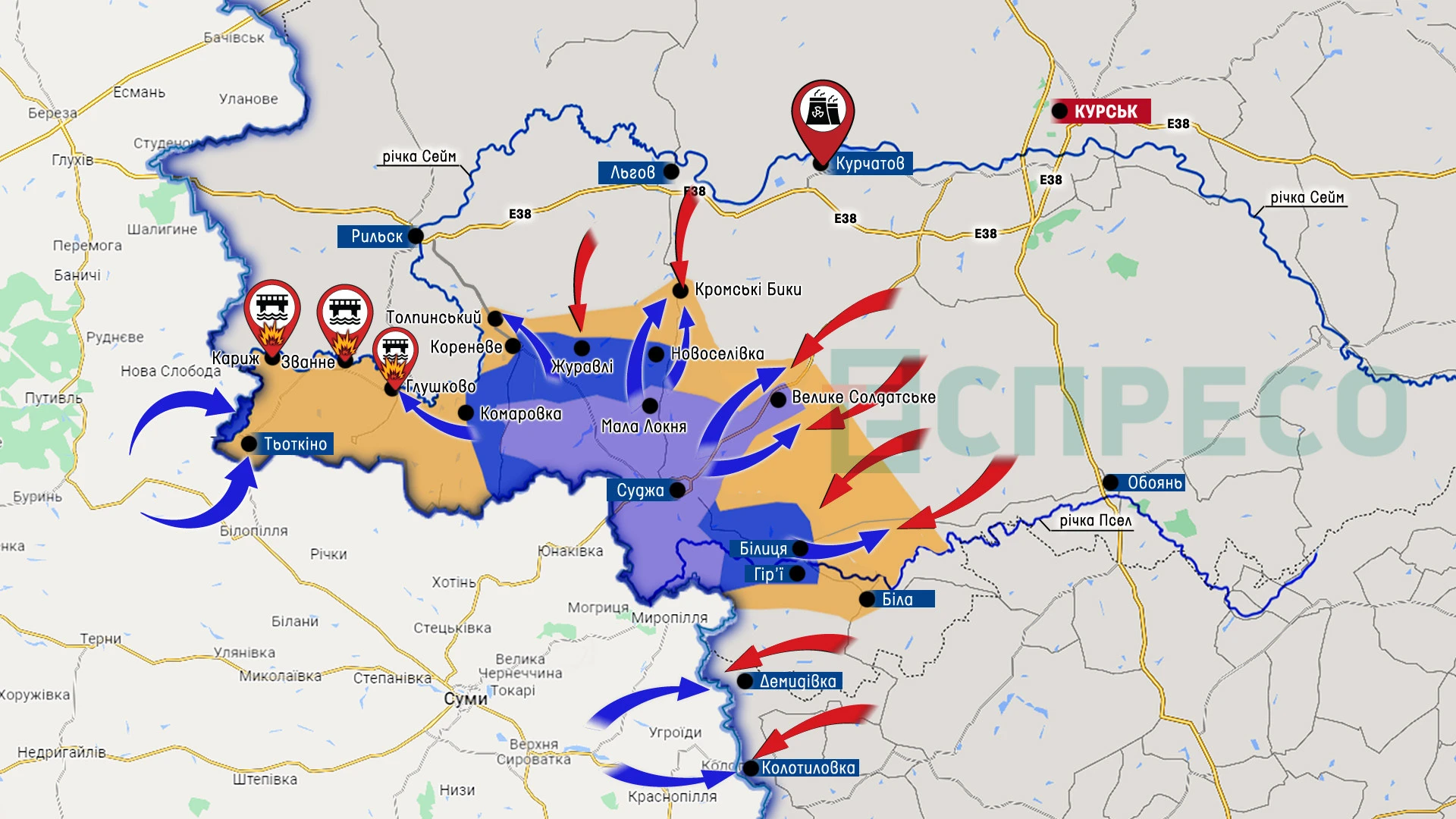 Карта бойових дій за 14-21 серпня