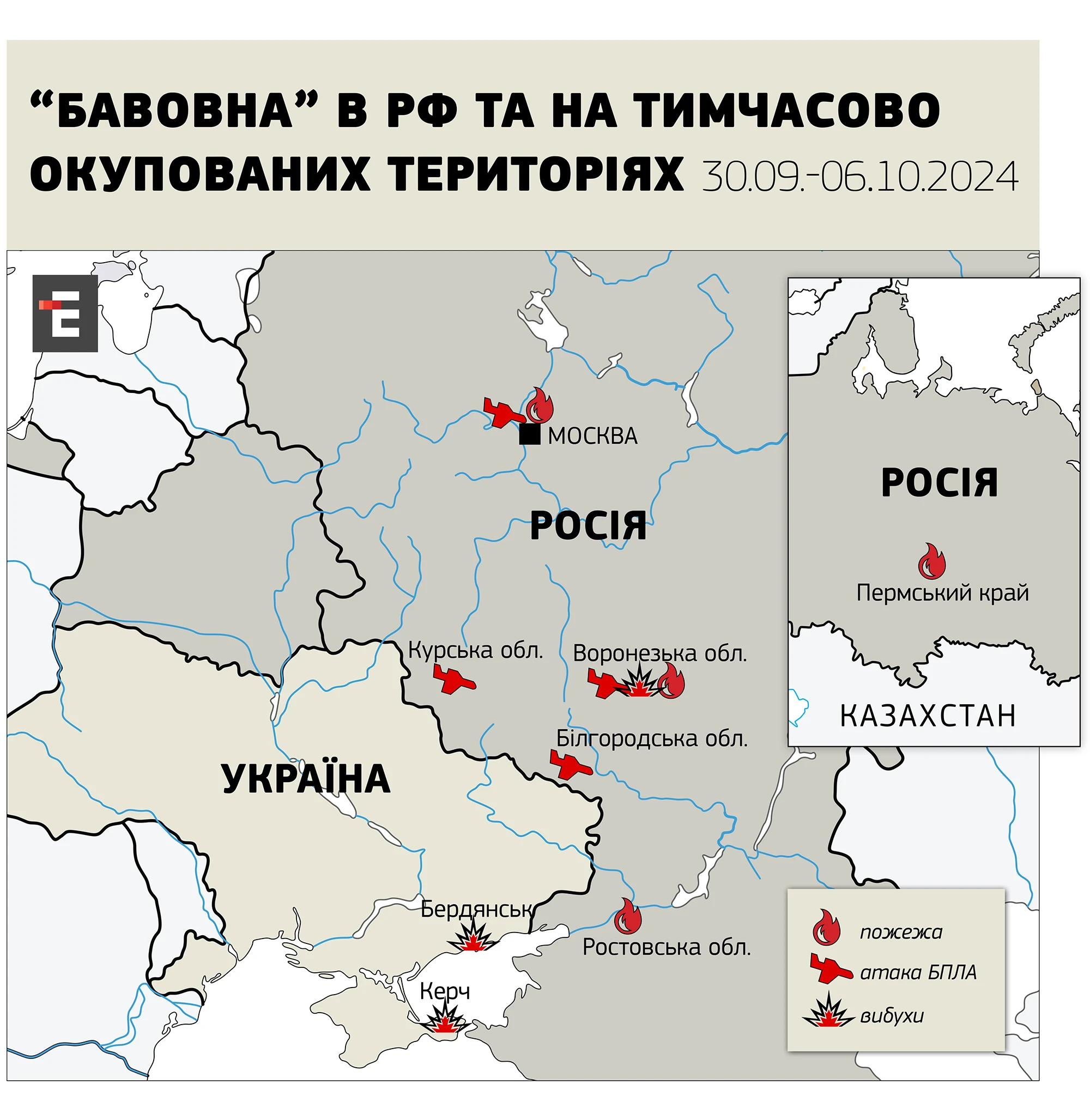 “Бавовна” в РФ та НА тимчасово окупованих територіях 30.09.-06.10.2024