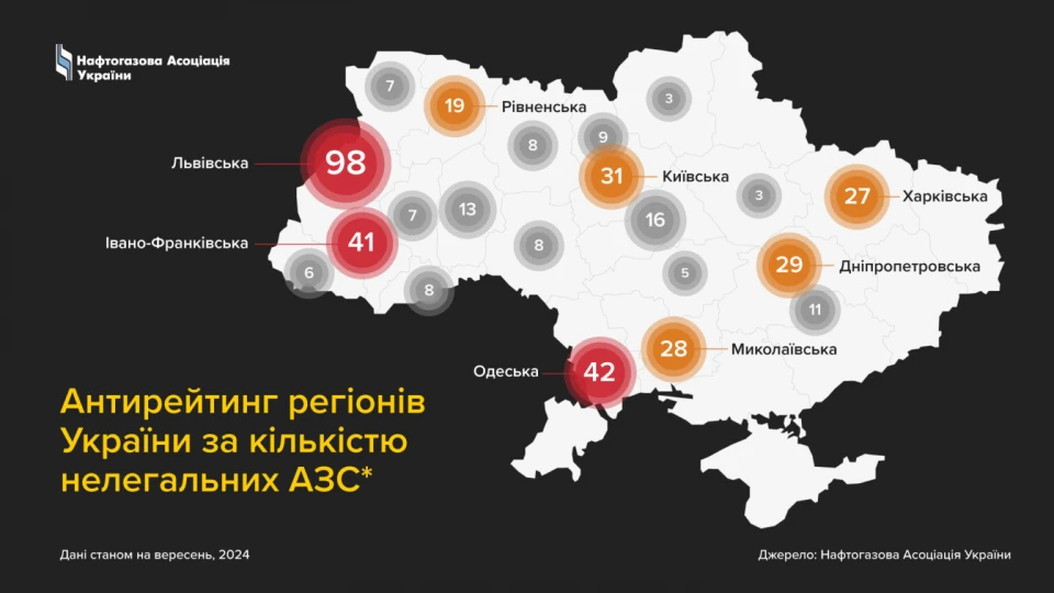 карта нелегальних АЗС