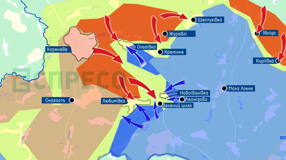 Карта бойових дій за 9-16 жовтня