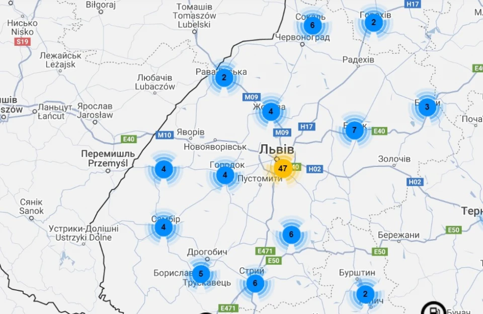 карта сумнівних АЗС Львівщини