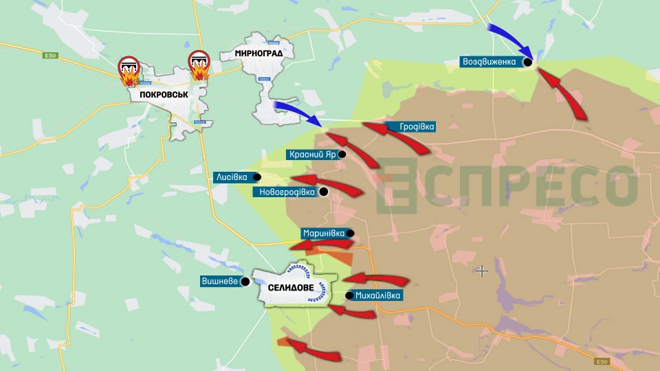 Карта Покровськ Мирноград жовтень 22.10.24