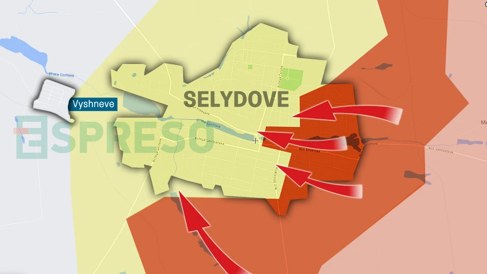 Map of fighting near Selydove, Donetsk region, October 25