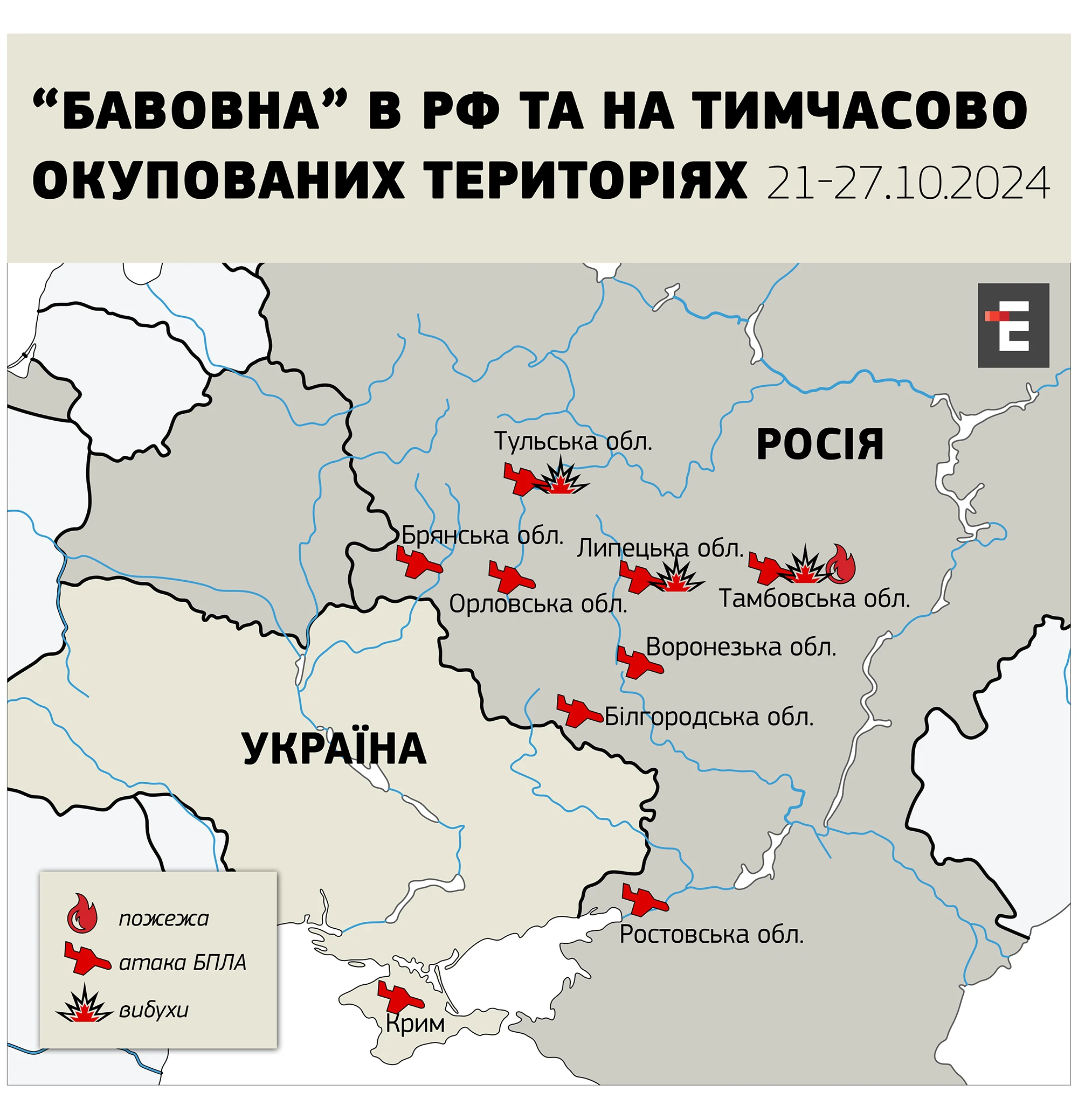 “Бавовна” в РФ та НА тимчасово окупованих територіях 21-27.10.2024