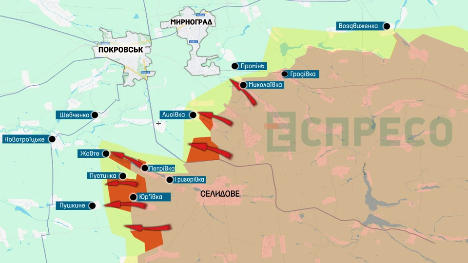 Карта бойових дій за 20-27 литопада