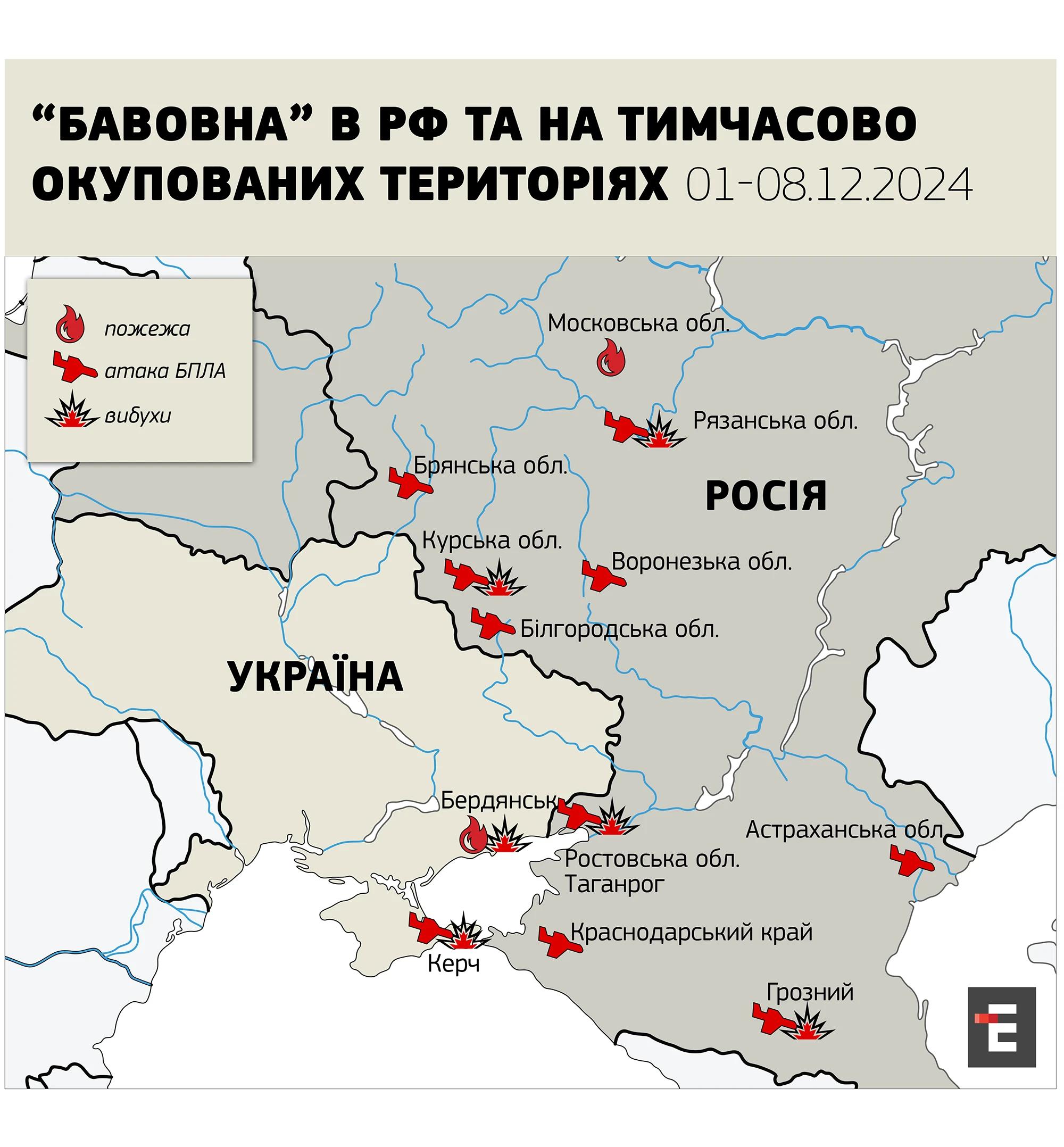 “Бавовна” в РФ та НА тимчасово окупованих територіях 01- 08.12.2024