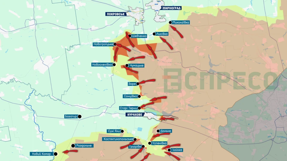 Карта_Покровськ_Курахове_грудень_10.12.24