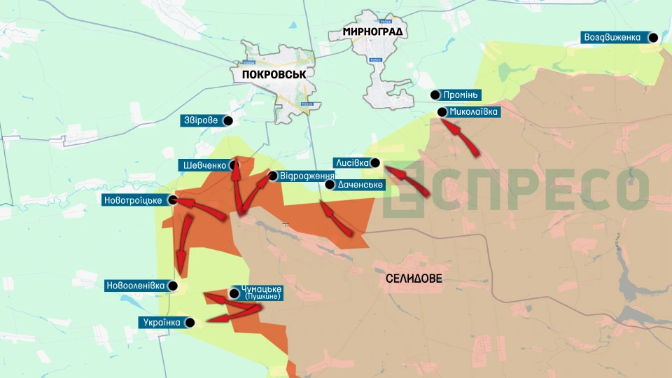 Карта бойових дій за 4-11 грудня