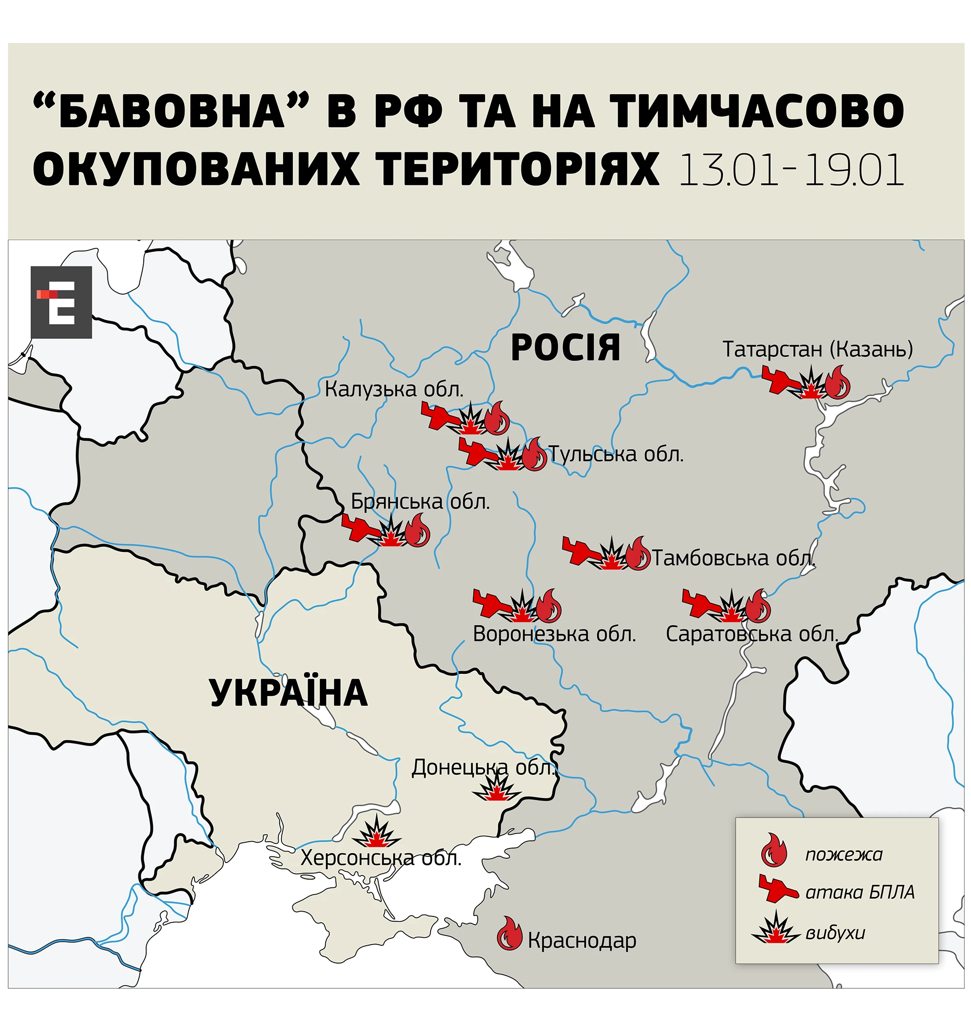 “Бавовна” в РФ та НА тимчасово окупованих територіях 13.01- 19.01