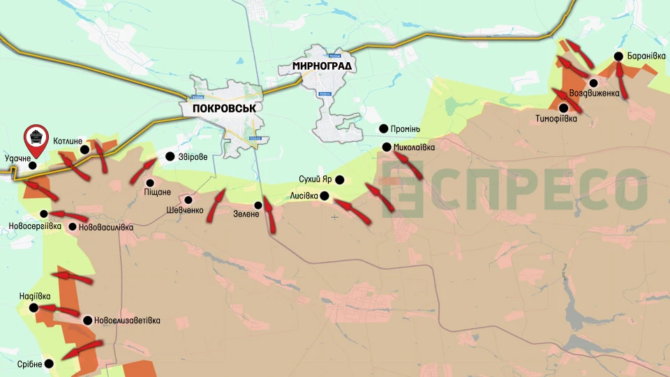 Карта бойових дій 22-29 січня