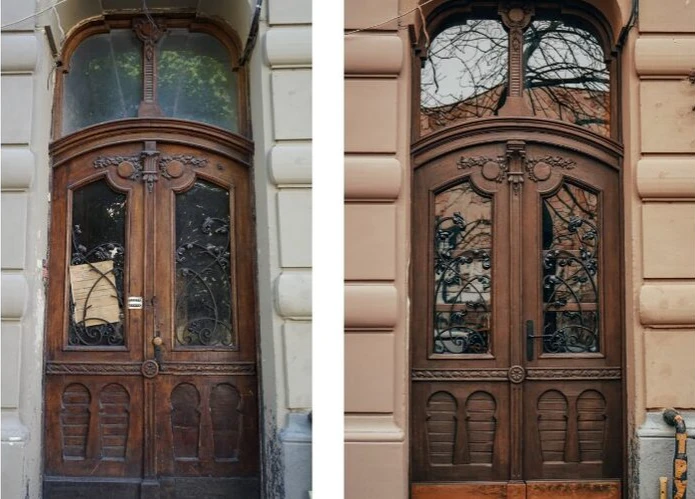 Реставратори відновили дерев’яну квіткову браму у столітній кам’яниці