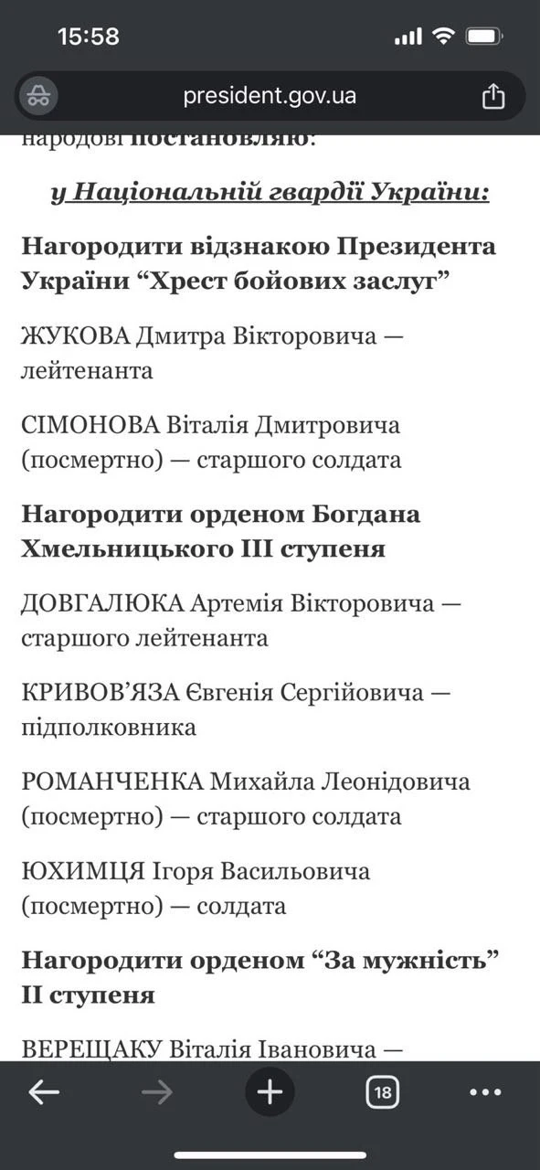 Списки нагороджених