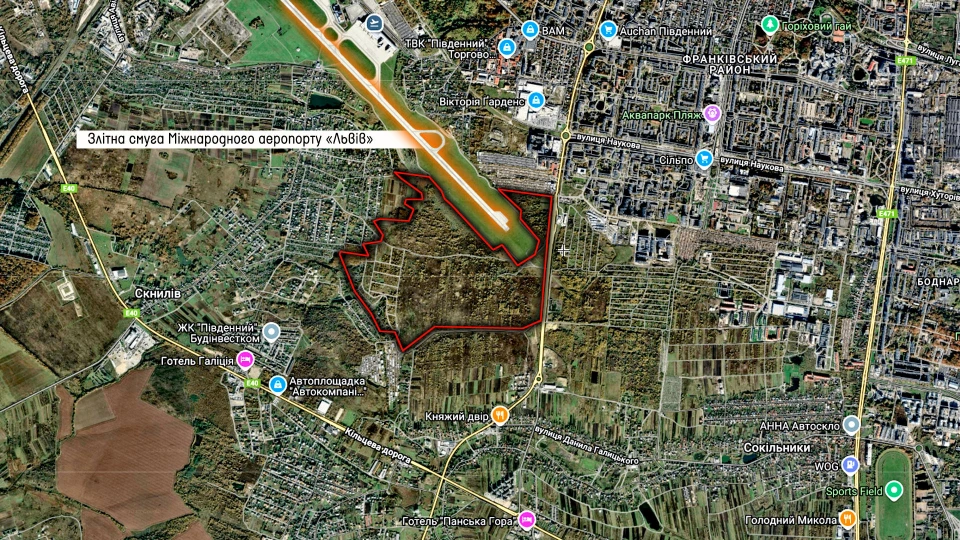 Злітна смуга і межа розширення Сокільників