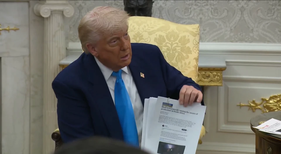 Дональд Трамп під час зустрічі з Сирілом Рамафосою