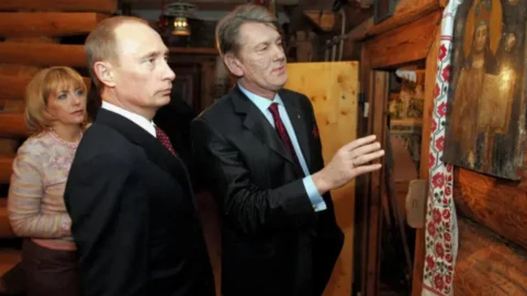 Ющенко приймає Путіна у Нових Безрадичах (2005)