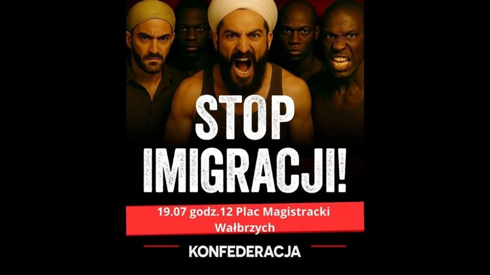 Запрошення на акцію "Стоп імміграція" від партії "Конфедерація" (Польща)