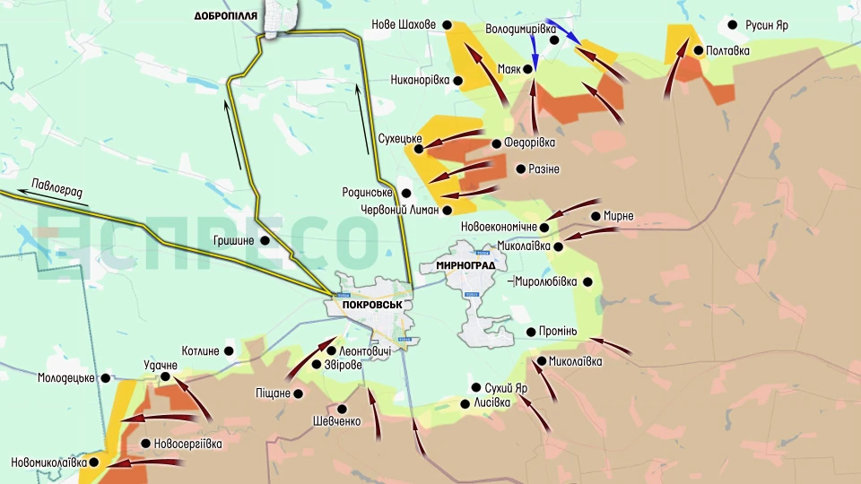 Карта бойових дій за 2-9 серпня
