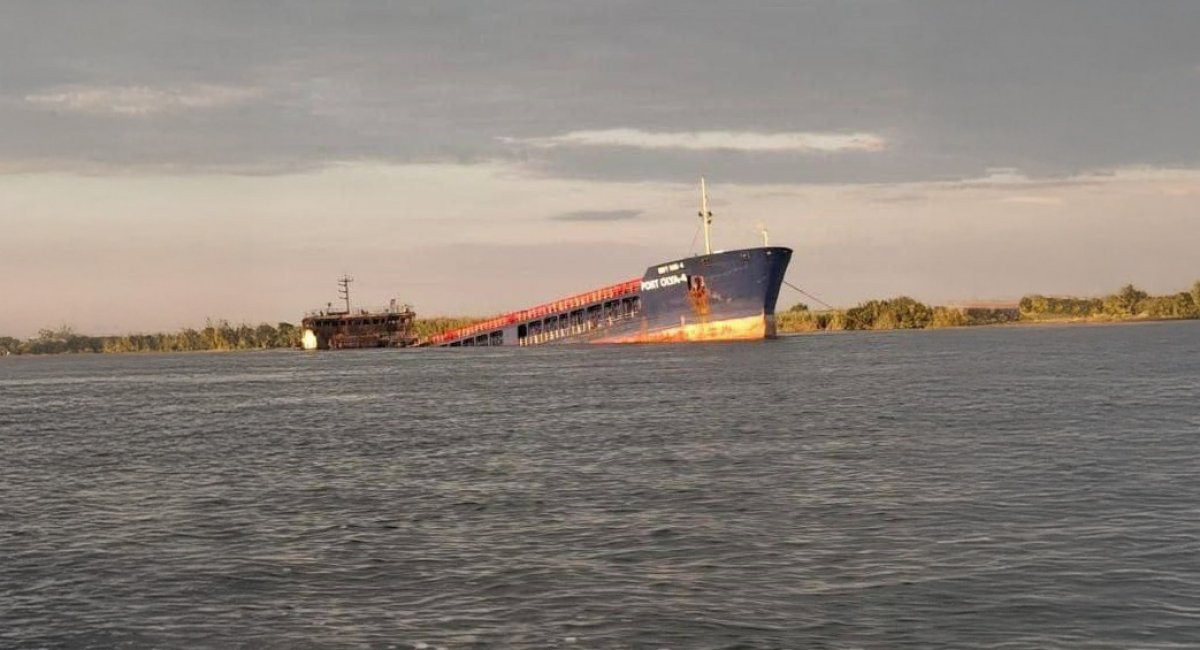 Destroyed Russian cargo ship Port Olya-4