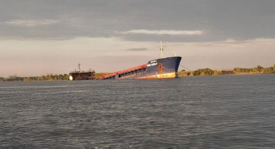 Destroyed Russian cargo ship Port Olya-4