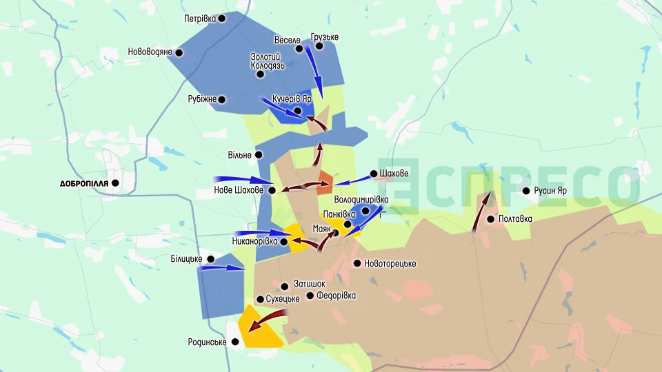 Карта бойових дій за 15-22 серпня