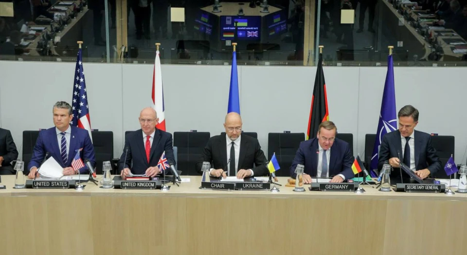 Денис Шмигаль під час виступу на 31-му засіданні Контактної групи з питань оборони України "Рамштайн"
