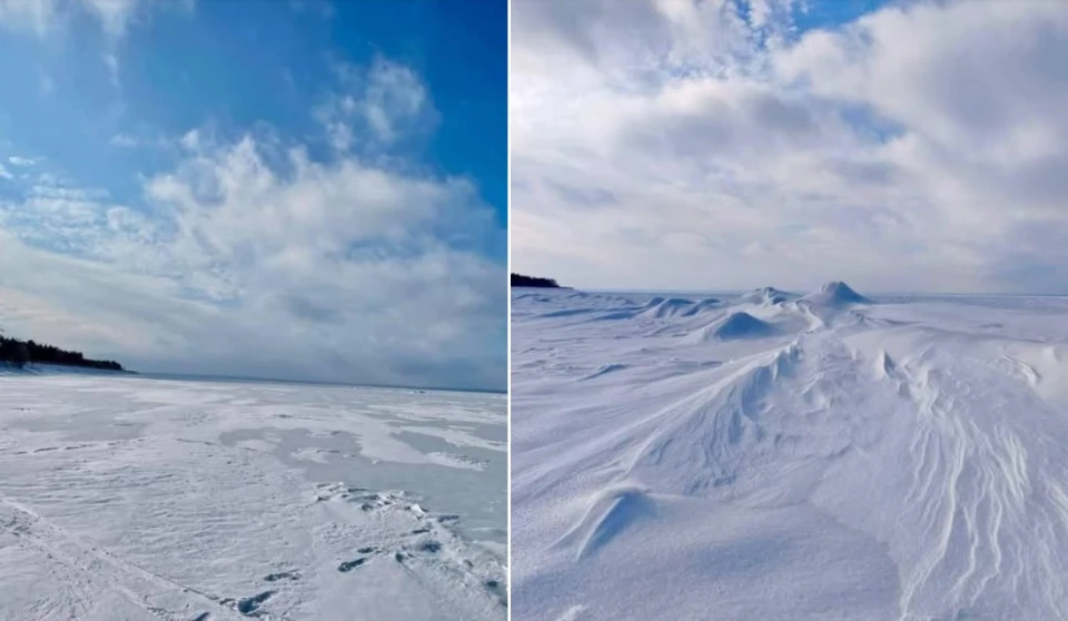 Снігові дюни на Київському водосховищі