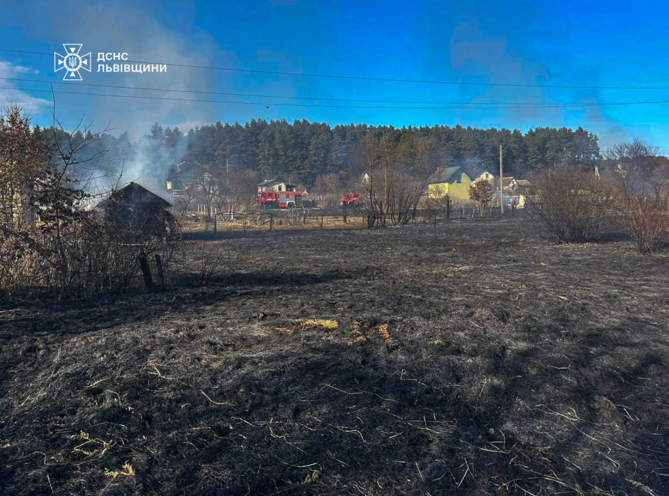 На Львівщині за добу зафіксували 80 пожеж сухостою, мало не згоріли житлові будинки