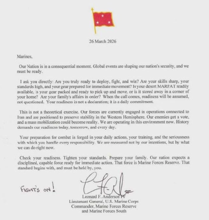 США почали перекидувати у бік Ірана морських піхотинців, а в соцмережі виклали лист резервістам-морпіхам із закликом 