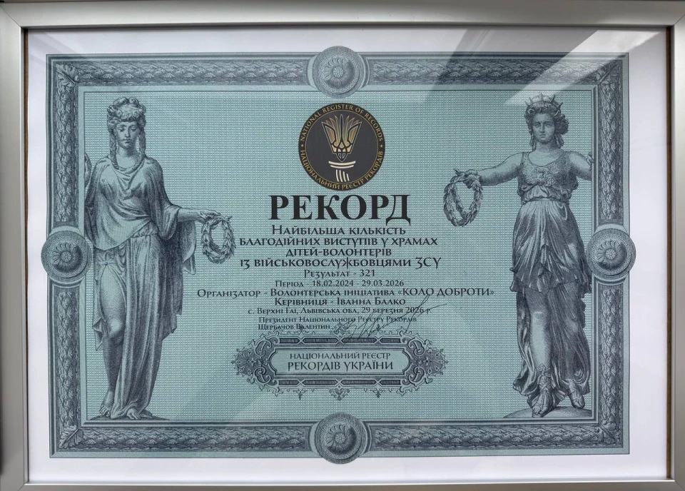 Понад 320 виступів у храмах з військовими: діти-волонтери з Дрогобиччини встановили рекорд України