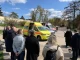Три карети швидкої від німецьких волонтерів для Миколаєва у Львові біля собору св. Юра