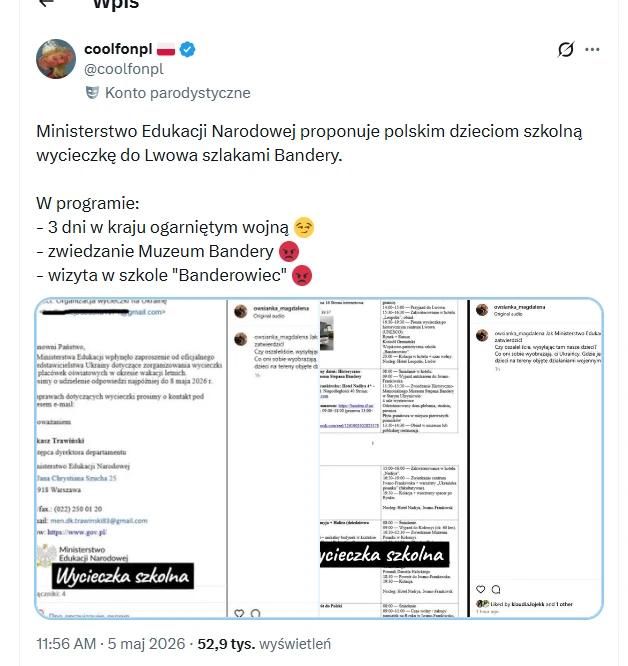 Подорож школярів до Львова "стежками Бандери": міносвіти Польщі спростувало фейк, поширений від його імені