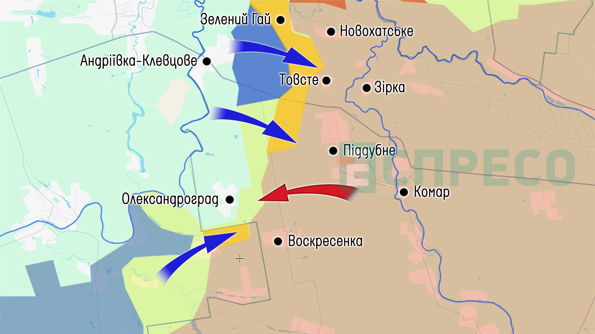 Карта бойових дій в Україні за 23 травня, мапа фронту війни з Росією