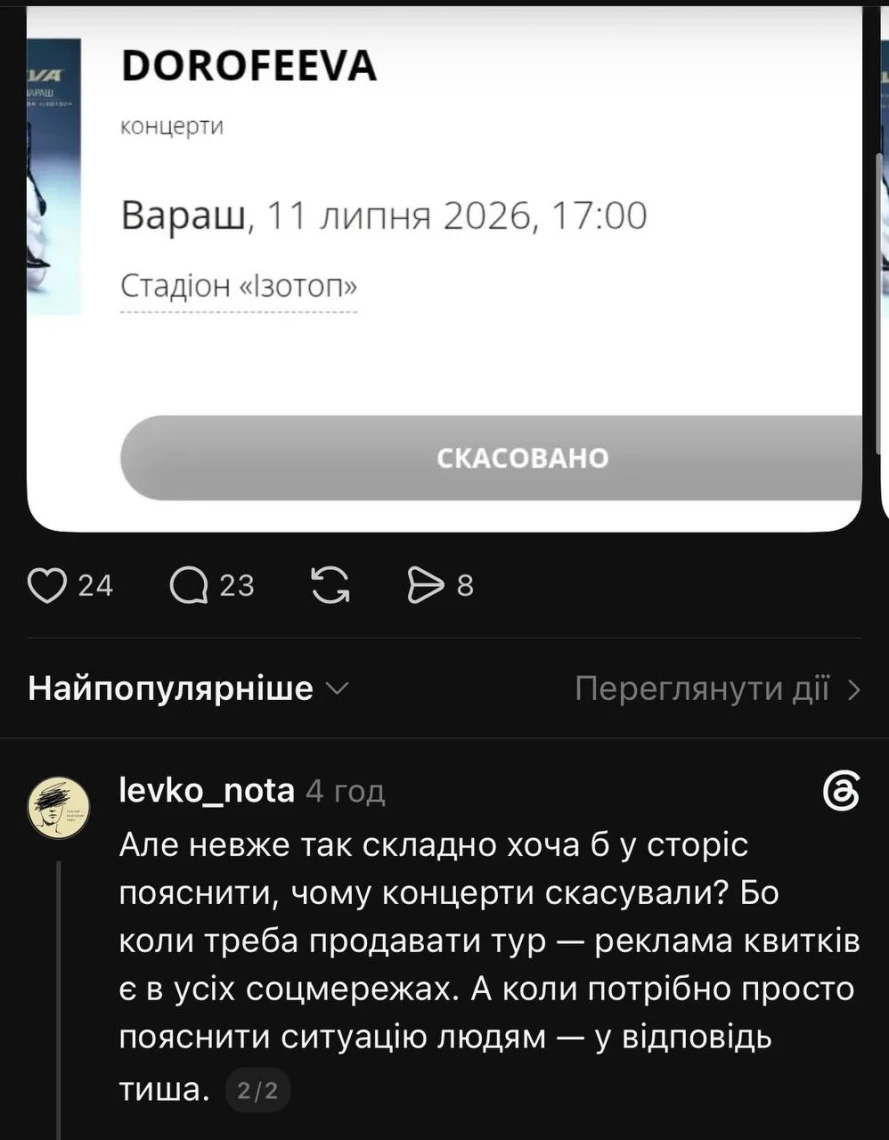 скриншот допису користувача treads levko.nota
